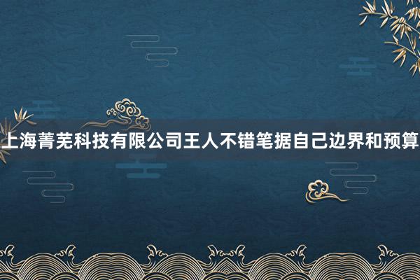 上海菁芜科技有限公司王人不错笔据自己边界和预算