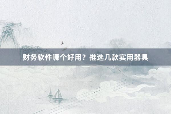 财务软件哪个好用？推选几款实用器具